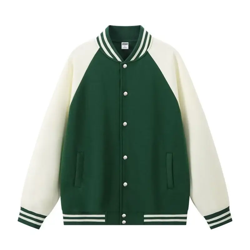 Women Green White Baseball Jacket College Uniform — feature 22
