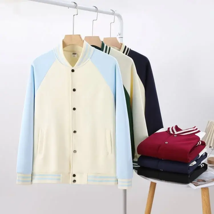 Women Green White Baseball Jacket College Uniform — feature 28