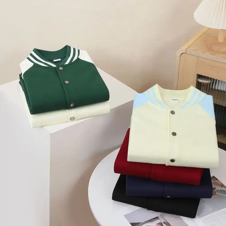 Women Green White Baseball Jacket College Uniform — feature 29