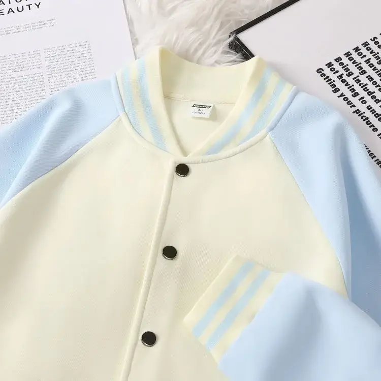 Women Green White Baseball Jacket College Uniform — feature 30