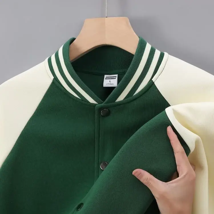 Women Green White Baseball Jacket College Uniform — feature 31