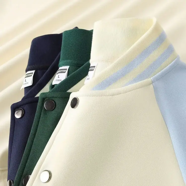 Women Green White Baseball Jacket College Uniform — feature 33