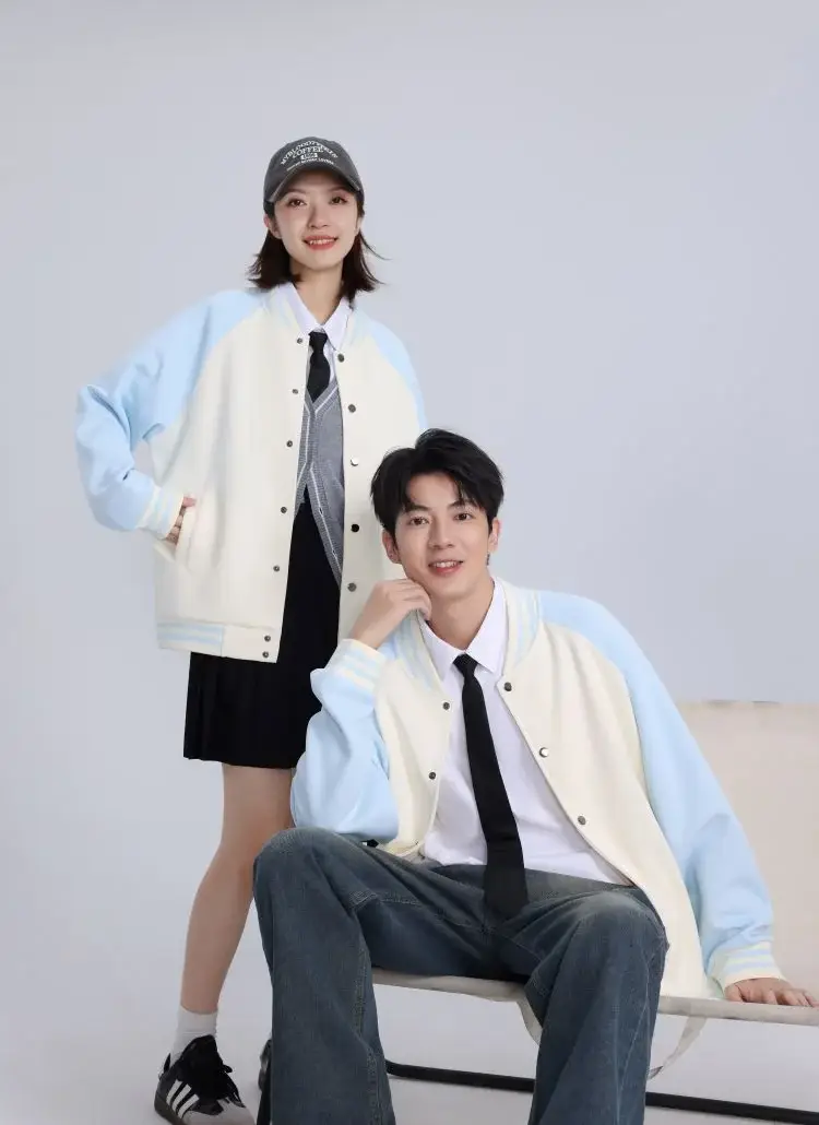 Women Green White Baseball Jacket College Uniform — feature 7