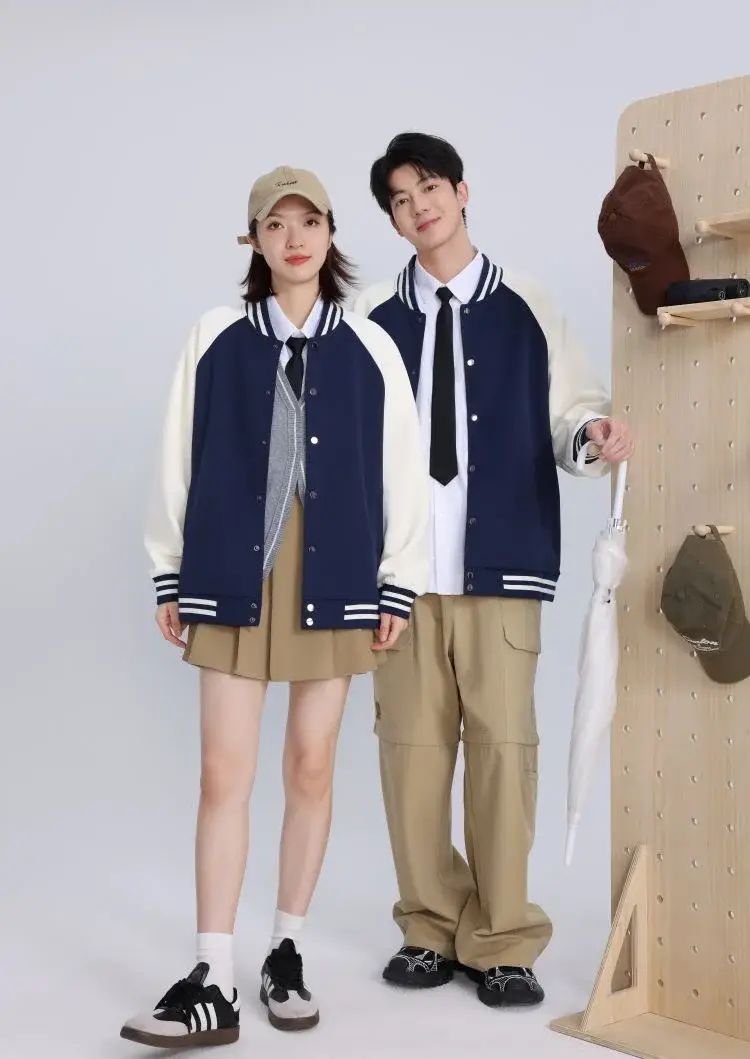 Women Green White Baseball Jacket College Uniform — feature 8