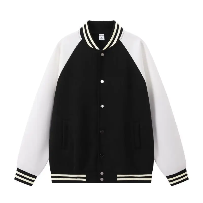 Women Green White Baseball Jacket College Uniform