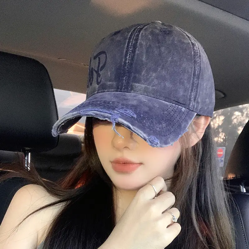 Women's Blue Graffiti Baseball Cap with Ripped Design - Image 10
