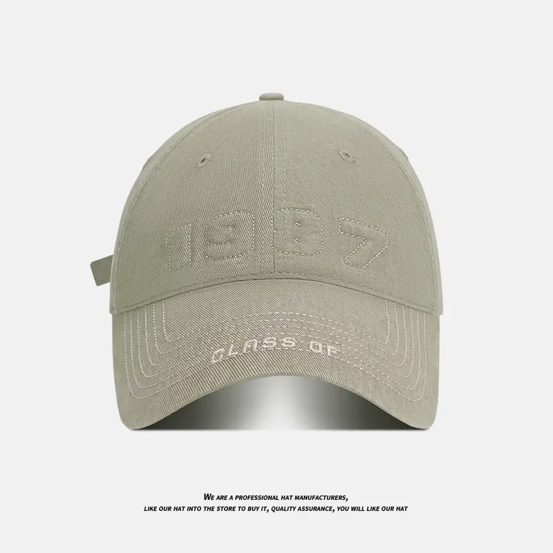American Washed Baseball Cap with Letter Wide Brim