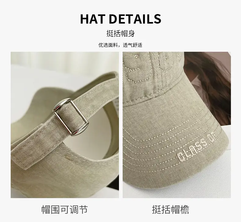 American Washed Baseball Cap with Letter Wide Brim — feature 4