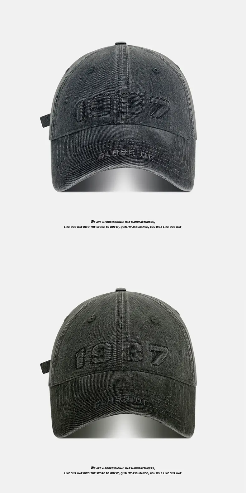 American Washed Baseball Cap with Letter Wide Brim — feature 7