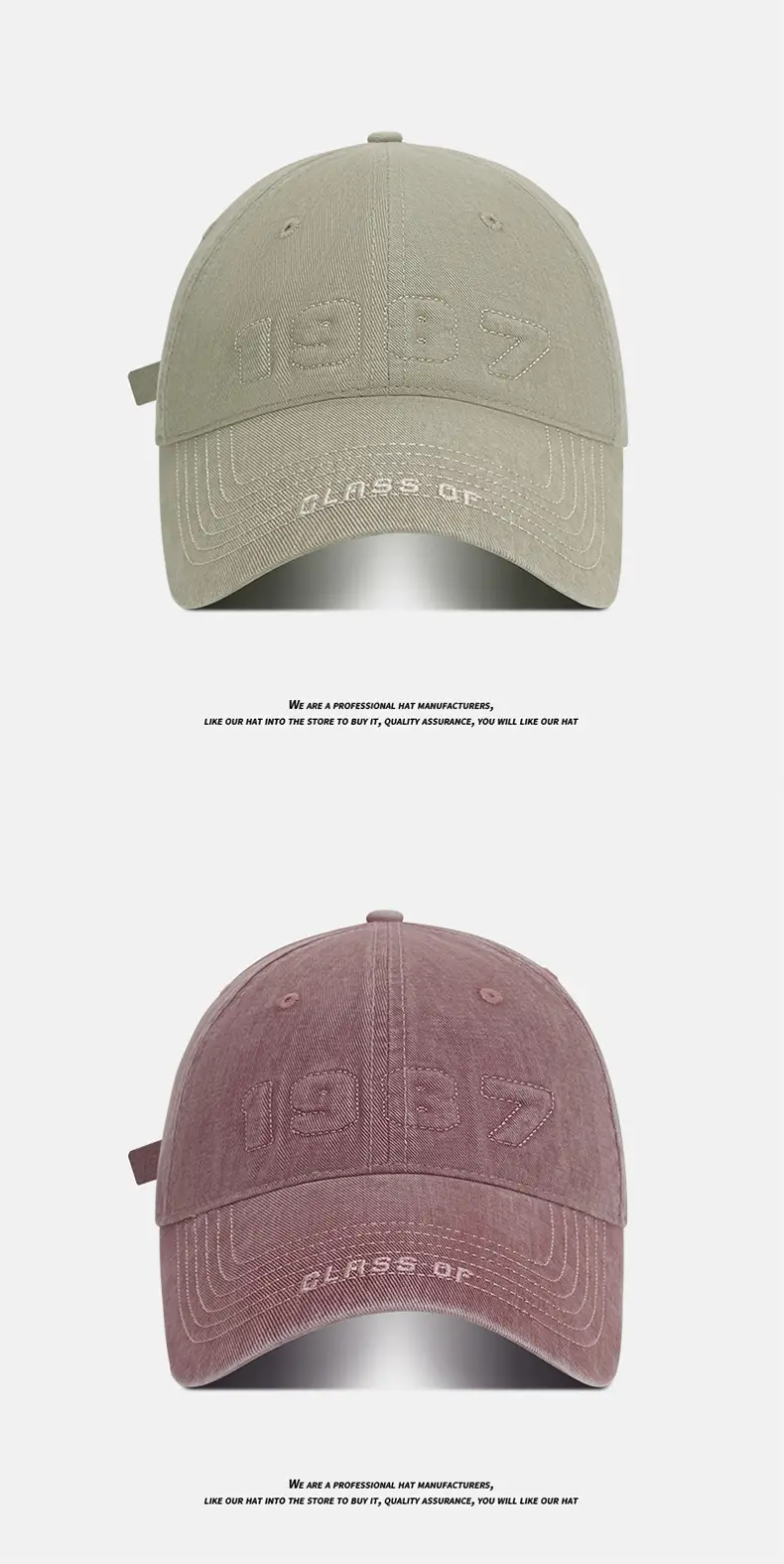 American Washed Baseball Cap with Letter Wide Brim — feature 8