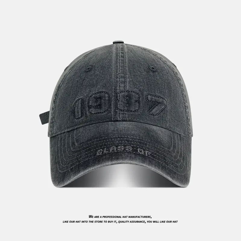 American Washed Baseball Cap with Letter Wide Brim