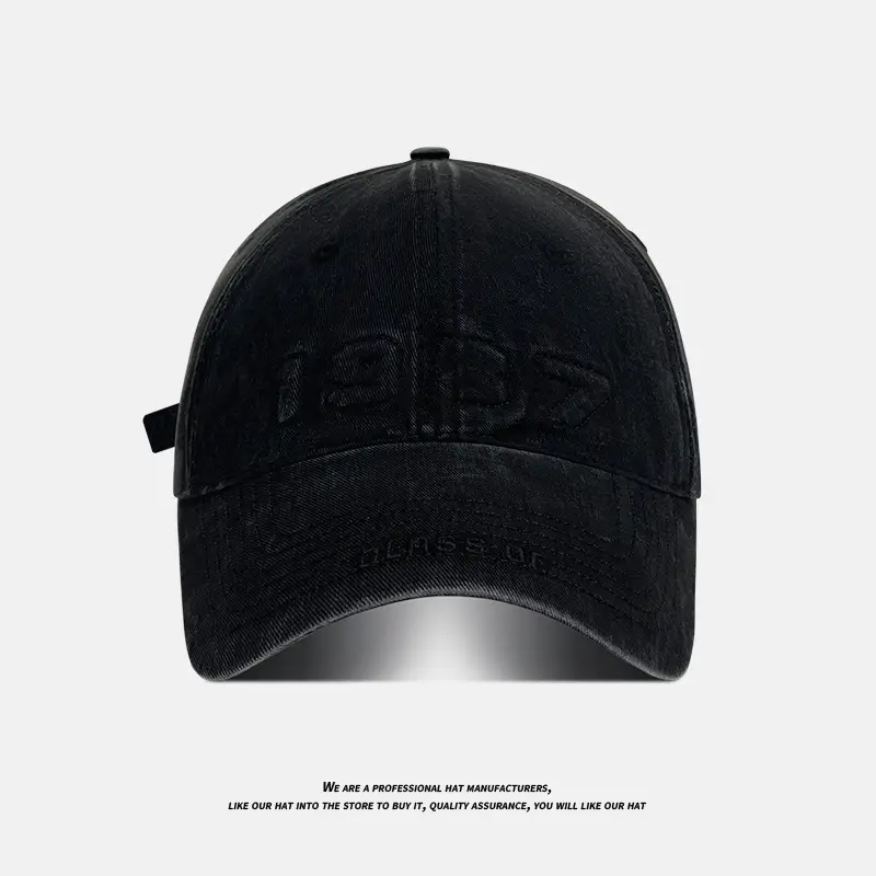 American Washed Baseball Cap with Letter Wide Brim