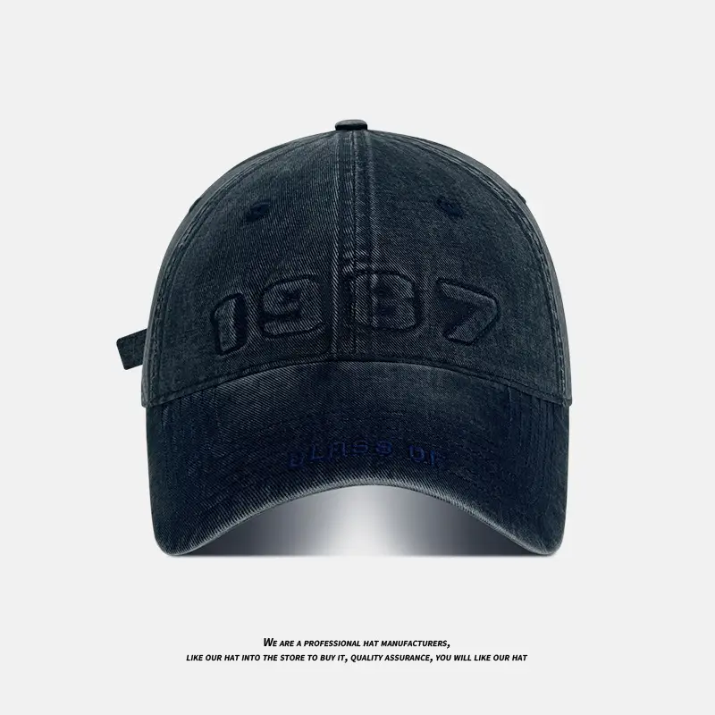 American Washed Baseball Cap with Letter Wide Brim