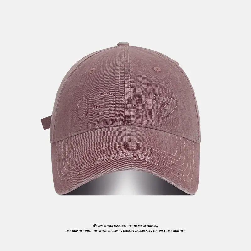 American Washed Baseball Cap with Letter Wide Brim