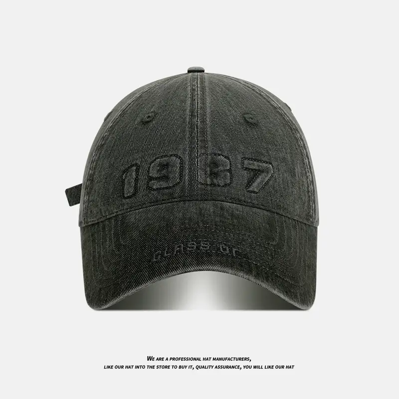 American Washed Baseball Cap with Letter Wide Brim