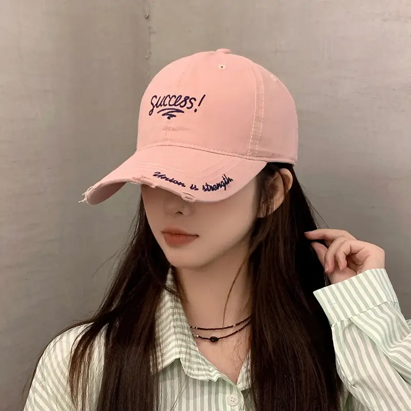 Women's Embroidered Hole Cap Sun Hat with Success Design - Image 3