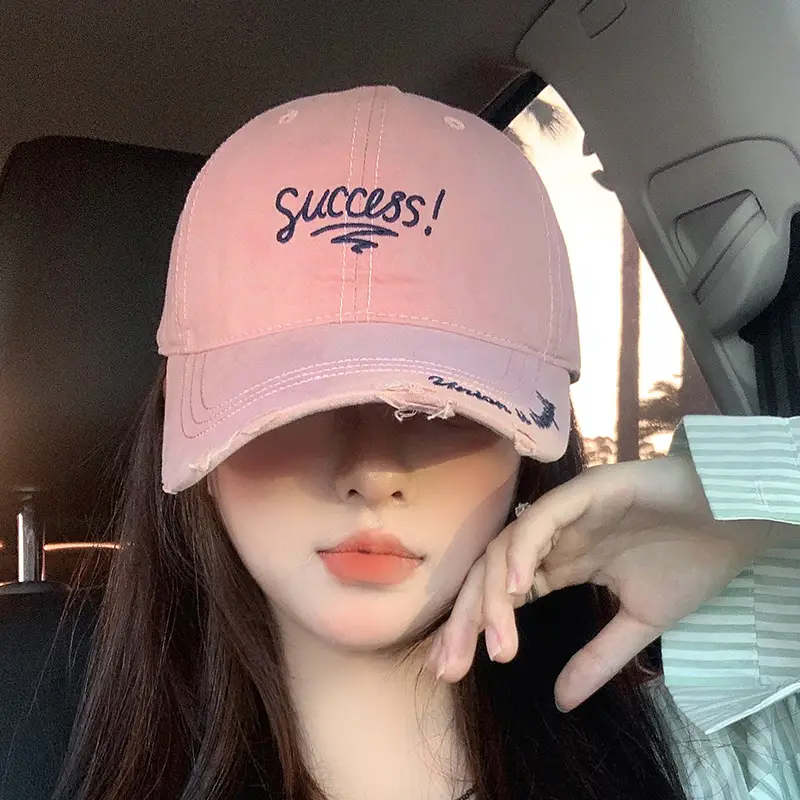Women's Embroidered Hole Cap Sun Hat with Success Design - Image 4