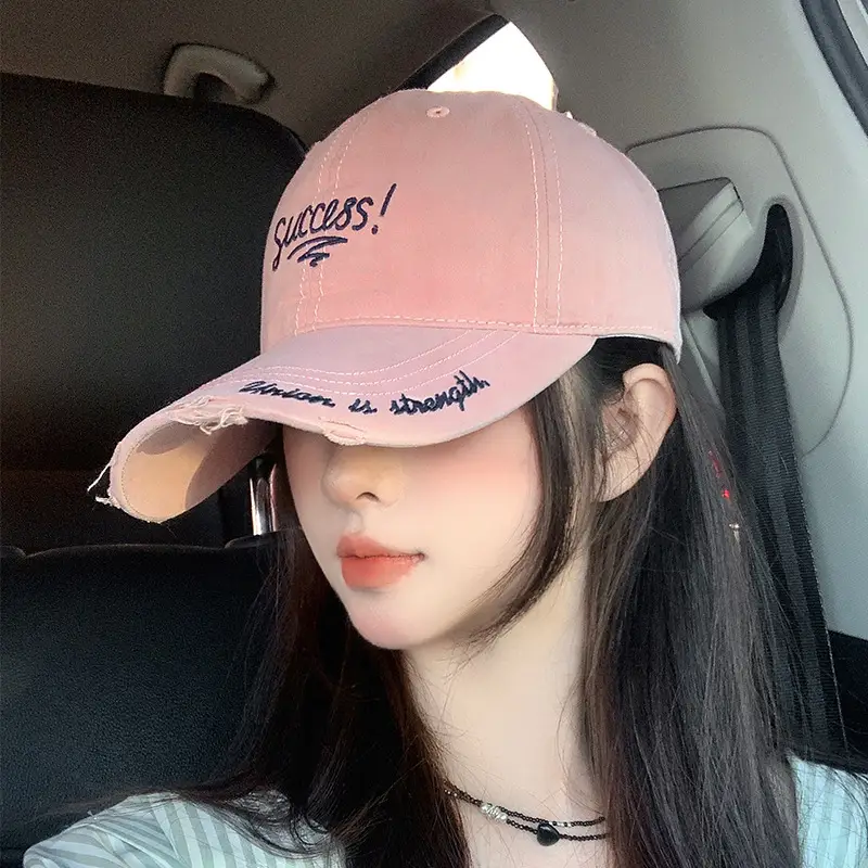 Women's Embroidered Hole Cap Sun Hat with Success Design - Image 5