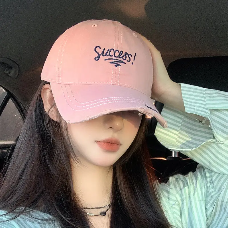 Women's Embroidered Hole Cap Sun Hat with Success Design - Image 6