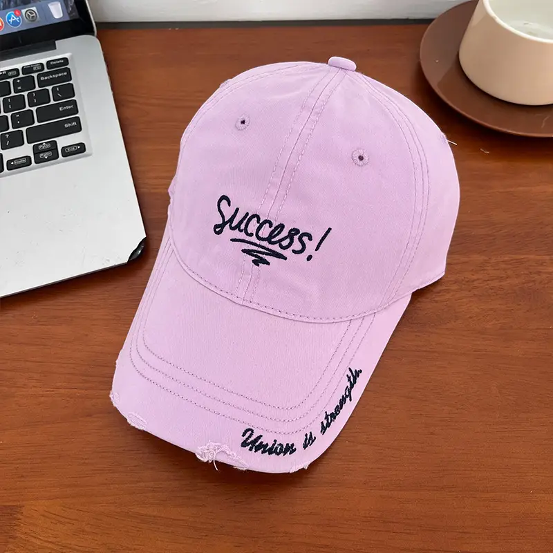 Women's Embroidered Hole Cap Sun Hat with Success Design - Image 2