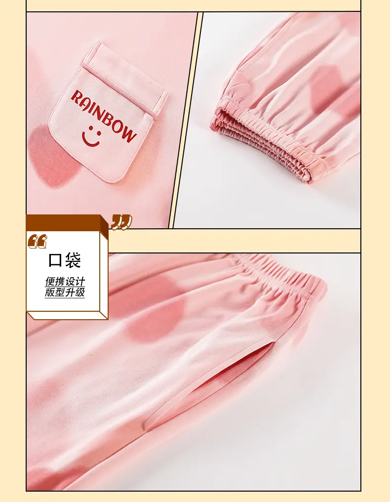100% Cotton Pajamas Women's Spring and Summer Short-sleeved Cropped Pants Korean Style Cartoon Women's Thin Home Clothes Cotton suit — feature 6