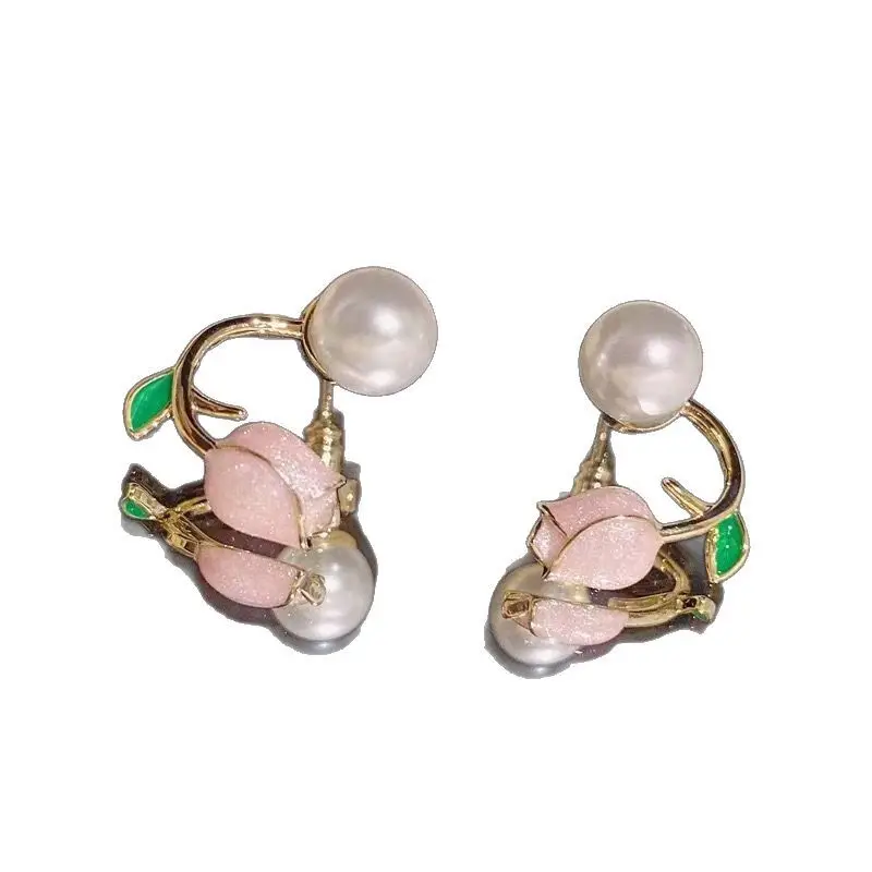 Unique Pink Tulip Earrings Mori Series 2025 Women - Image 6