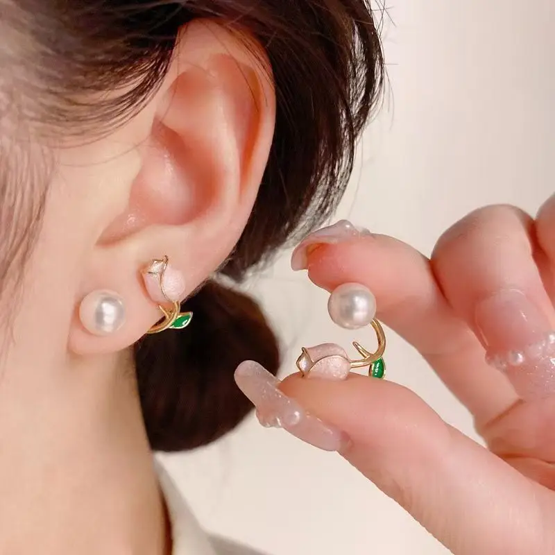 Unique Pink Tulip Earrings Mori Series 2025 Women — feature 1