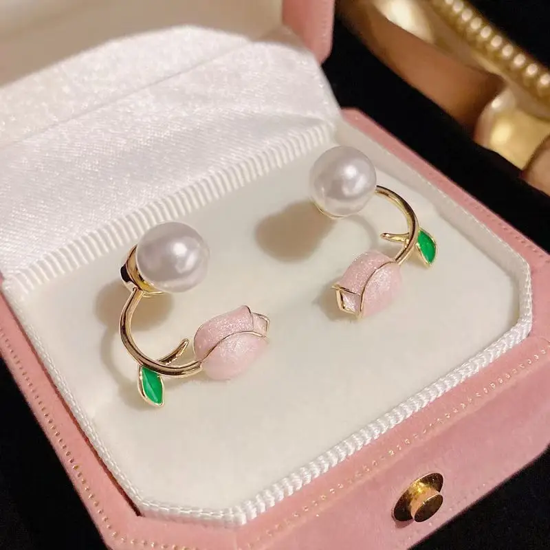 Unique Pink Tulip Earrings Mori Series 2025 Women — feature 2