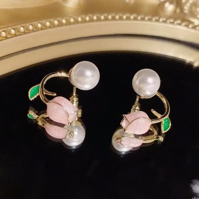 Unique Pink Tulip Earrings Mori Series 2025 Women — feature 5