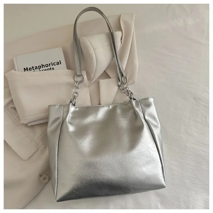 Women's Large Capacity Beige Chain Shoulder Bag — feature 13