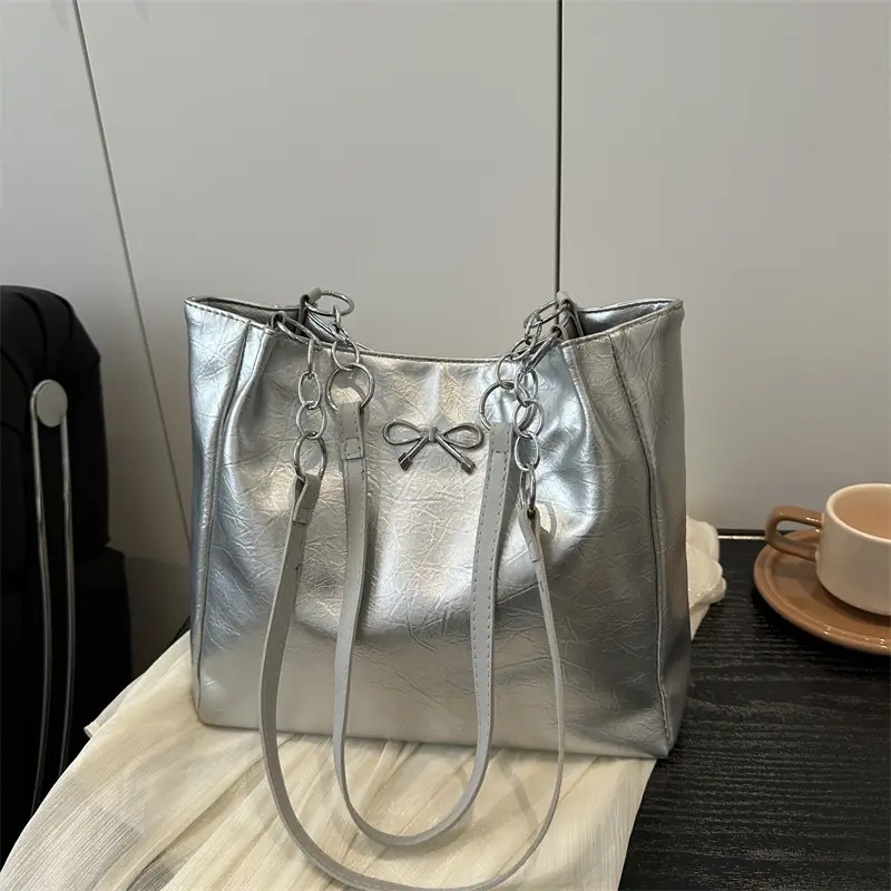 Women's Large Capacity Beige Chain Shoulder Bag
