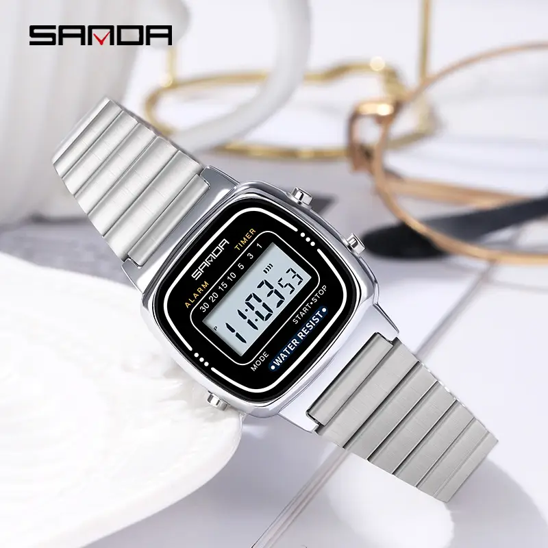 Sanda Digital Watch Steel Belt Small Square Plate - Image 4