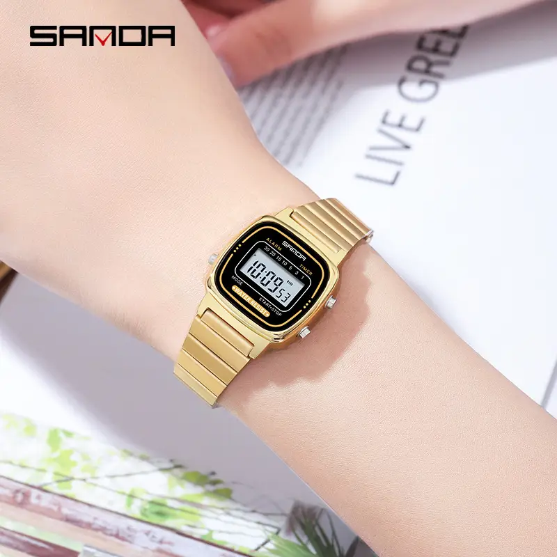 Sanda Digital Watch Steel Belt Small Square Plate - Image 6