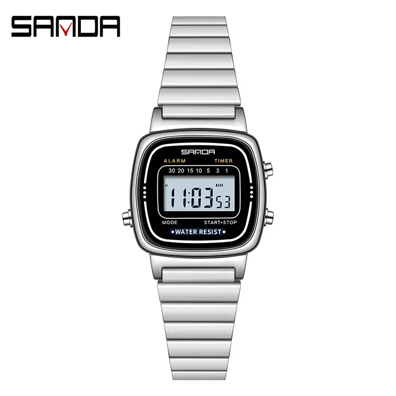 Sanda Digital Watch Steel Belt Small Square Plate - Image 2