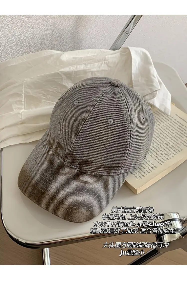 American Style Retro Washed Old Letter Baseball Cap for Men — feature 5