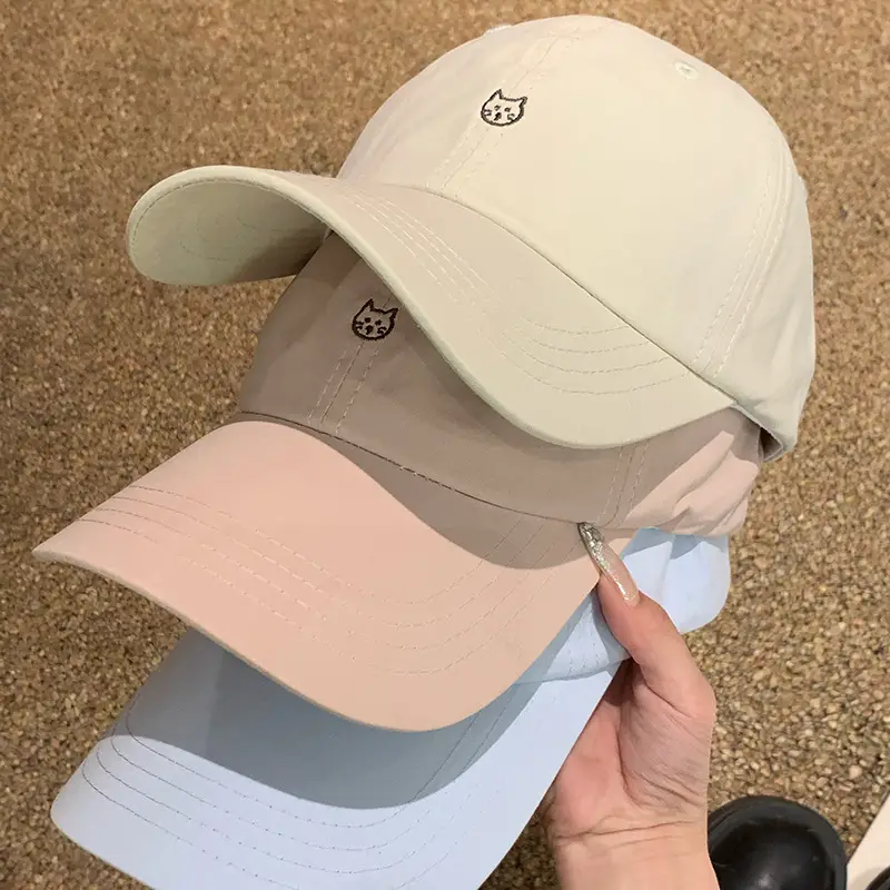 Women Kitten Embroidered Beige Baseball Cap 2025 - Image 8