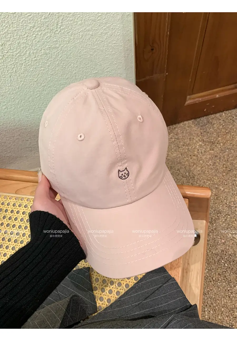 Women Kitten Embroidered Beige Baseball Cap 2025 — feature 10