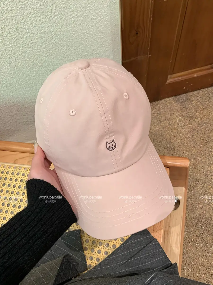 Women Kitten Embroidered Beige Baseball Cap 2025 - Image 4