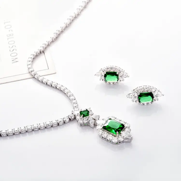 Star Love Bridal Zircon Necklace Set Gold Silver