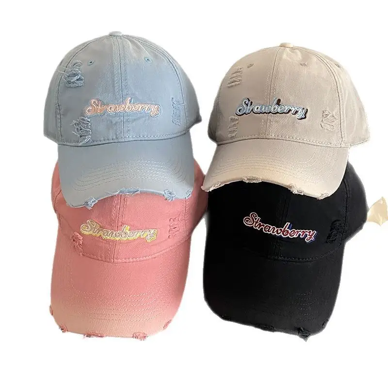 Red Letter Embroidered Hole Baseball Cap Women's 2025 Spring New Increase Deepened Cap Big Head Wai Hat - Image 11