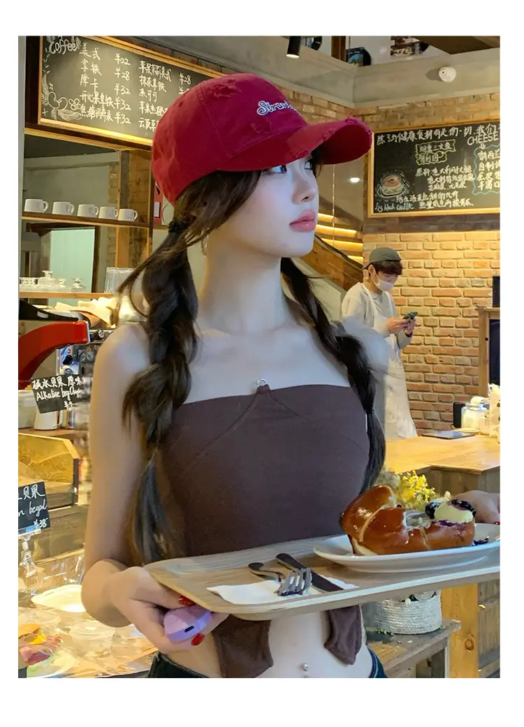 Red Letter Embroidered Hole Baseball Cap Women's 2025 Spring New Increase Deepened Cap Big Head Wai Hat — feature 10