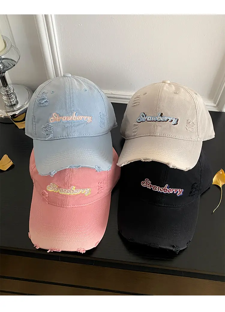 Red Letter Embroidered Hole Baseball Cap Women's 2025 Spring New Increase Deepened Cap Big Head Wai Hat — feature 11