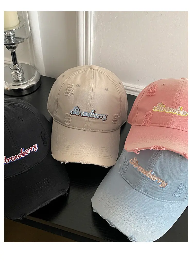 Red Letter Embroidered Hole Baseball Cap Women's 2025 Spring New Increase Deepened Cap Big Head Wai Hat — feature 12