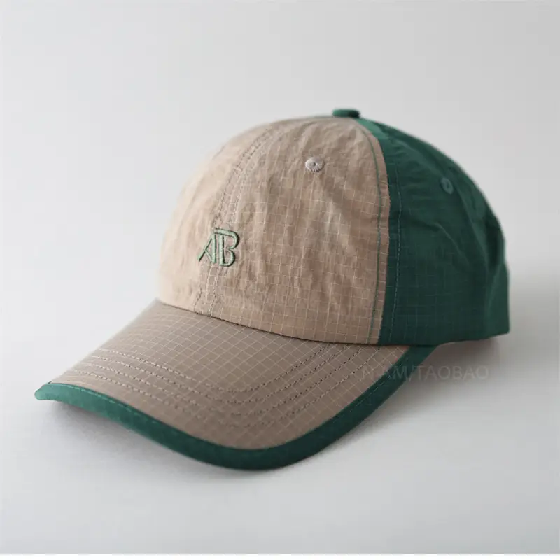 Men Green Baseball Cap with Logo, Quick-Drying, Summer Wear