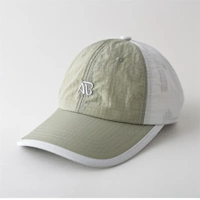 Men Green Baseball Cap with Logo, Quick-Drying, Summer Wear
