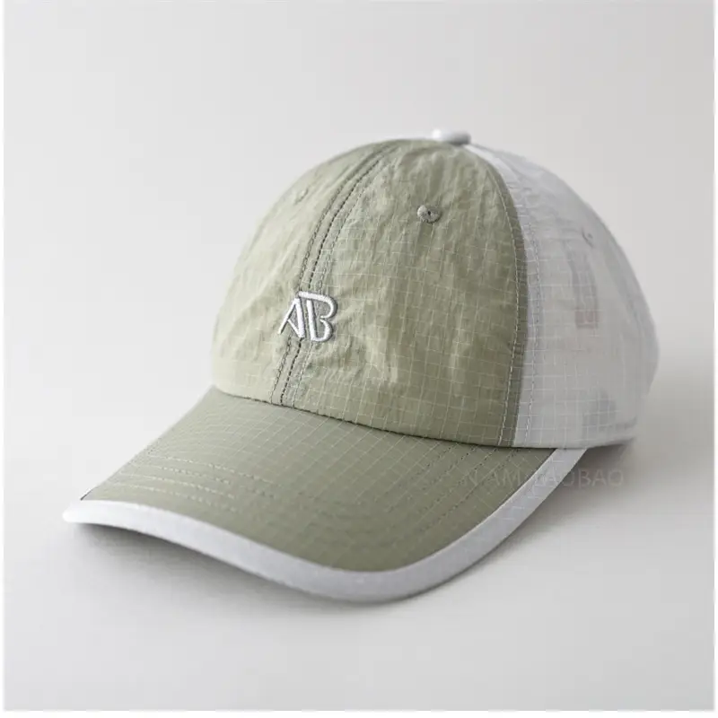 Men Green Baseball Cap with Logo, Quick-Drying, Summer Wear