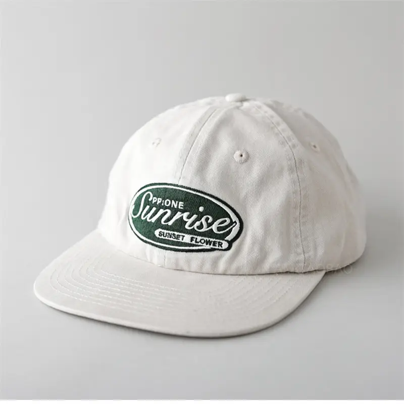 White Vintage Baseball Cap for Men Women Flat Bristle - Image 3