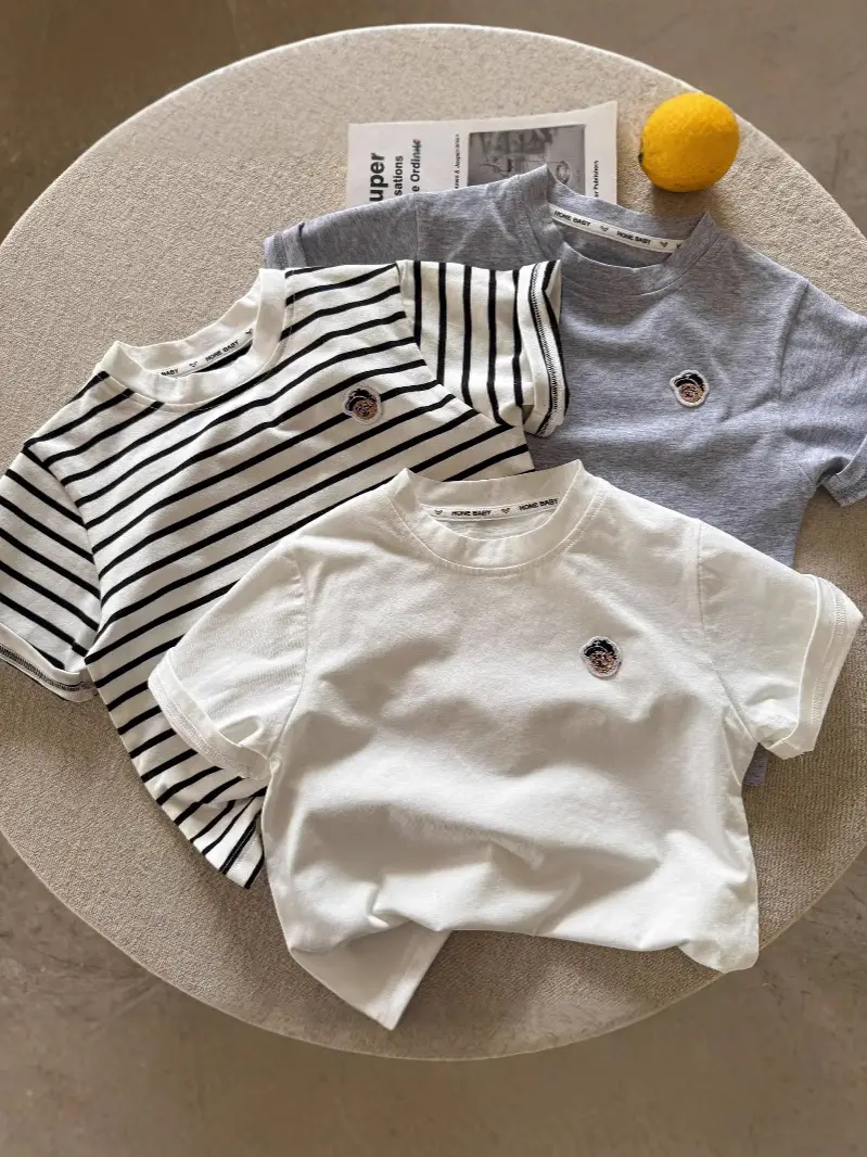 Children's T-Shirt 2025 Summer Casual Round Neck Embroidered - Image 4