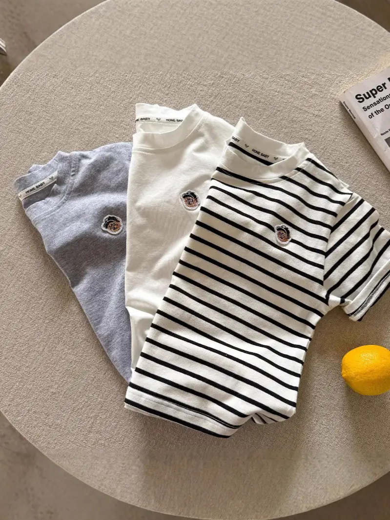 Children's T-Shirt 2025 Summer Casual Round Neck Embroidered - Image 6