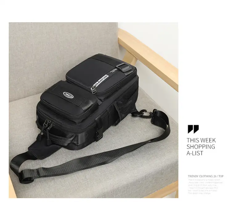 Men's Large Black Travel Chest Bag 24H Transit — feature 12